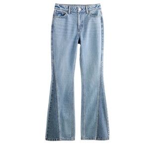 NWT Girls SO® Medium Wash Two Tone Mid Rise Flare Denim Jeans Size 14